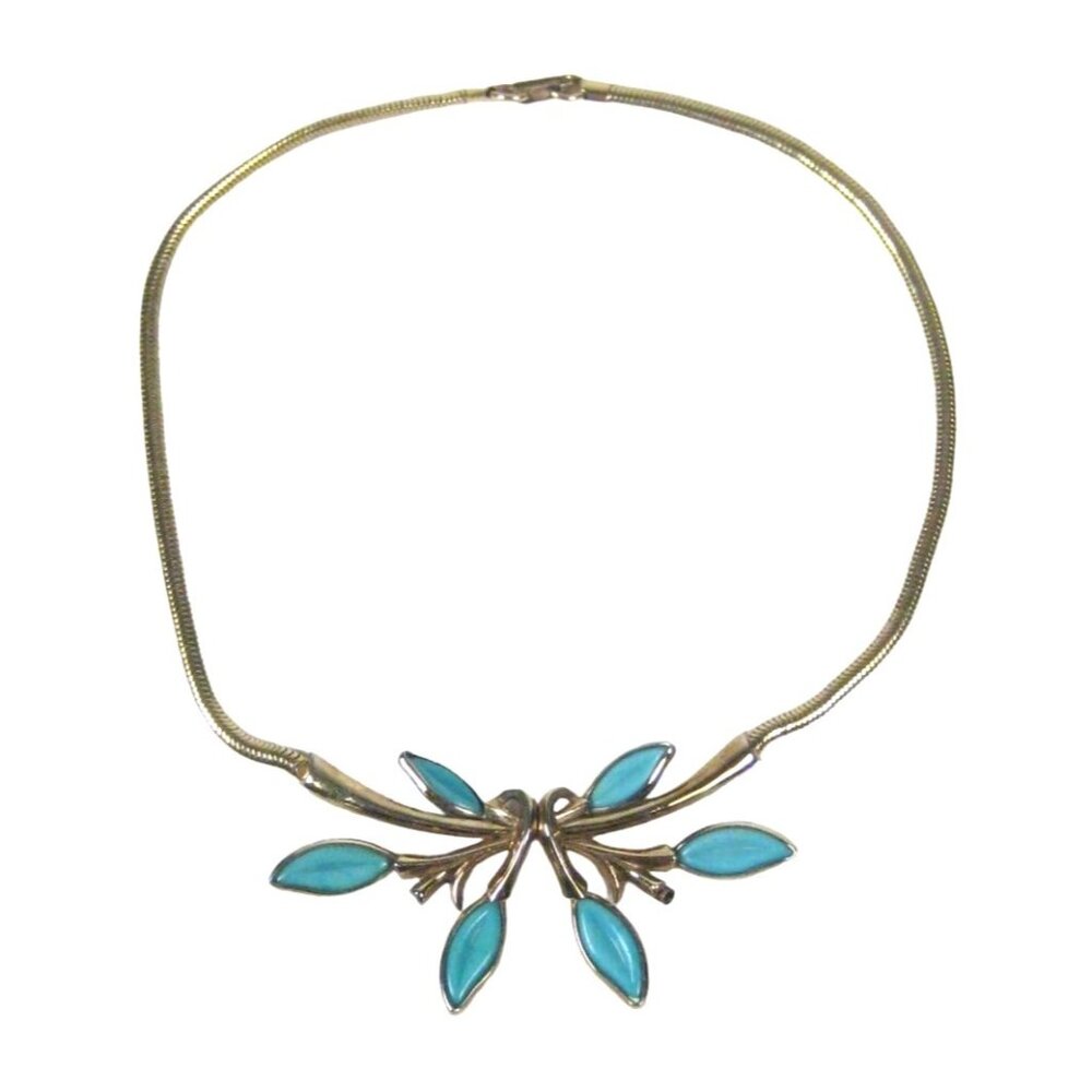 Alfred Phillippe Trifari Vintage 1950 PetalettesGoldtone Necklace Leaf 15in FLAW